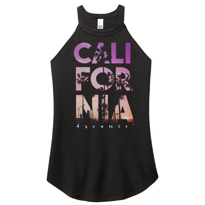 California Dreaming Beach Palm Tree Summer Vacation Surfing Women’s Perfect Tri Rocker Tank