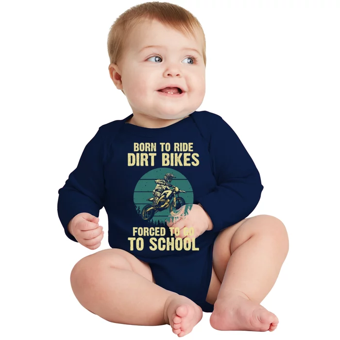 Cute Dirt Bike Art For Motorcycle Dirtbike Racing Baby Long Sleeve Bodysuit