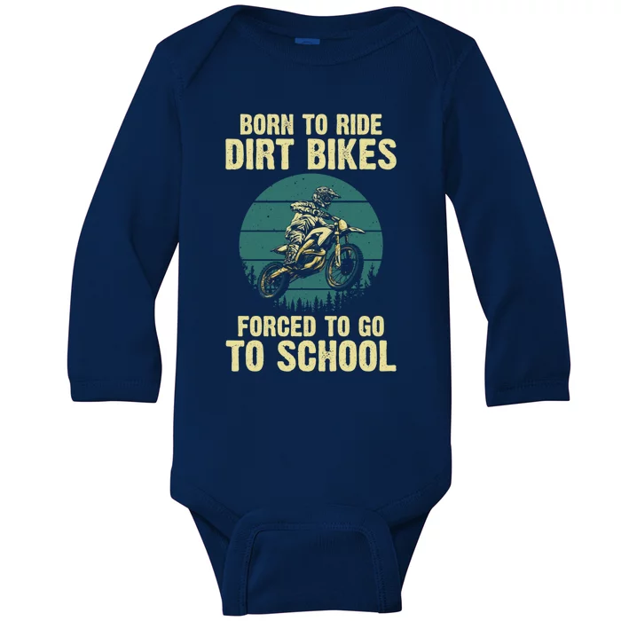 Cute Dirt Bike Art For Motorcycle Dirtbike Racing Baby Long Sleeve Bodysuit