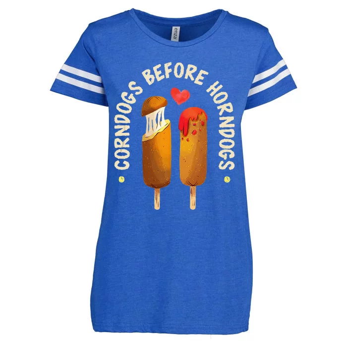 Corn Dogs Before Horn Dogs Street Food Corn Dog Enza Ladies Jersey Football T-Shirt