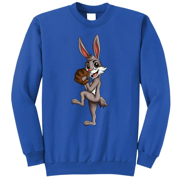 Children's Design Baseball Bunny Easter Bunny With Baseball Great Gift Tall Sweatshirt