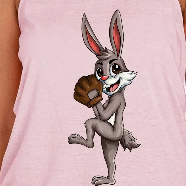 Children's Design Baseball Bunny Easter Bunny With Baseball Great Gift Women's Knotted Racerback Tank