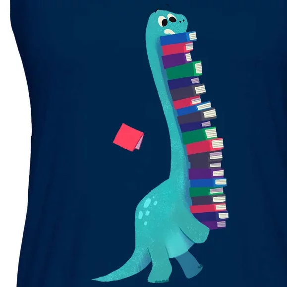 Cute Dinosaur Book Reading Readasaurus Ladies Essential Flowy Tank