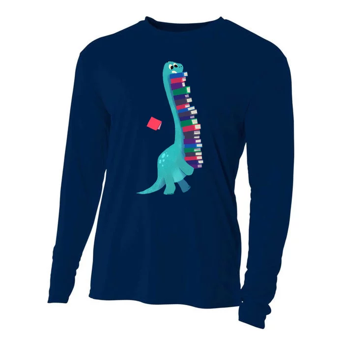 Cute Dinosaur Book Reading Readasaurus Cooling Performance Long Sleeve Crew