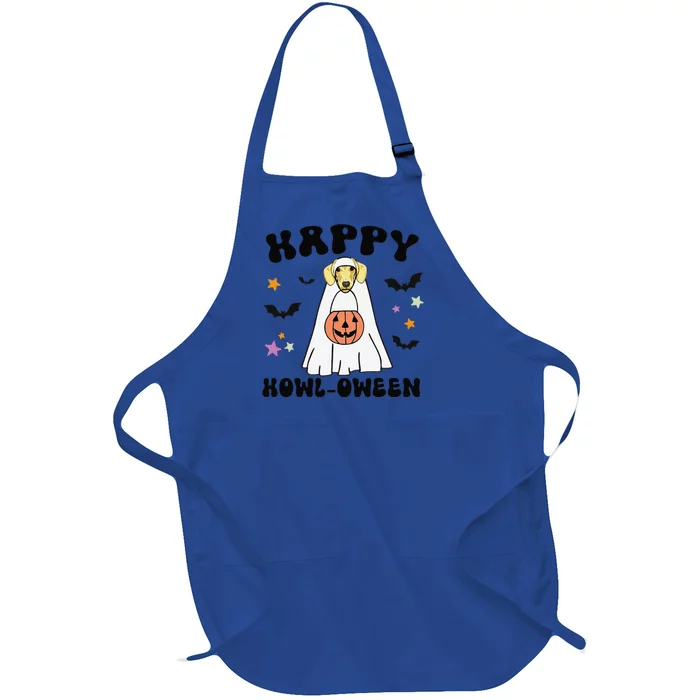 Cream Dachshund Boo Ghost Dog Lover Happy Halloween Full-Length Apron With Pocket