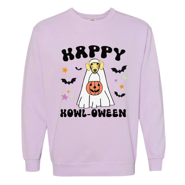 Cream Dachshund Boo Ghost Dog Lover Happy Halloween Garment-Dyed Sweatshirt