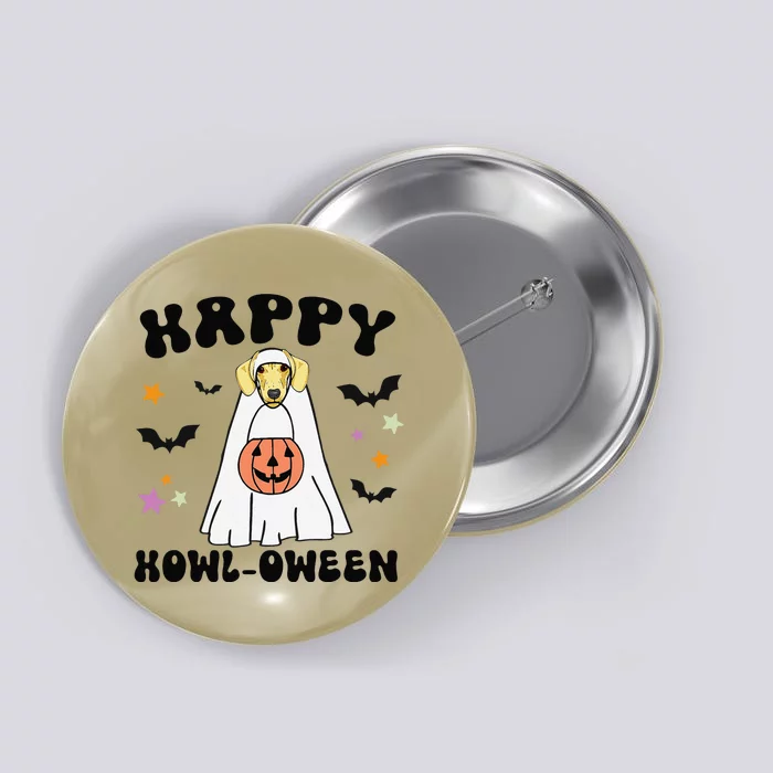 Cream Dachshund Boo Ghost Dog Lover Happy Halloween Button