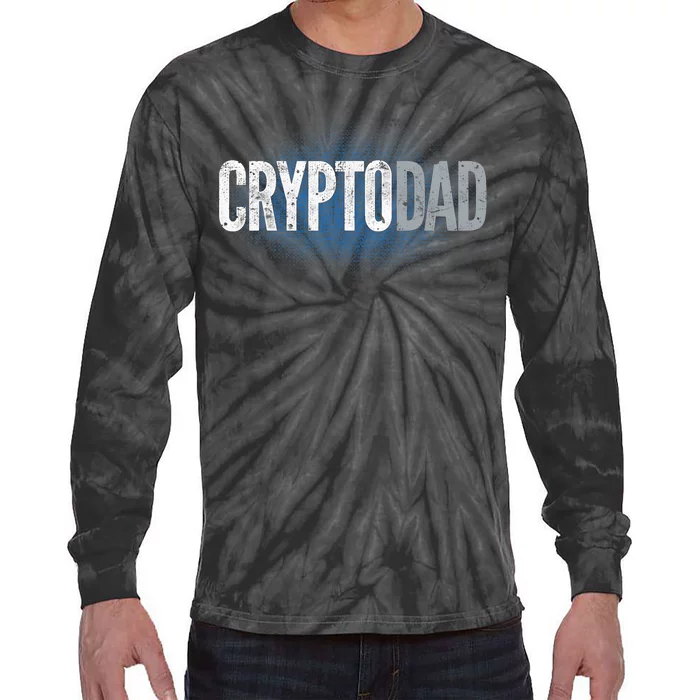 Crypto Dad Bitcoin Cryptocurrency Father Tie-Dye Long Sleeve Shirt