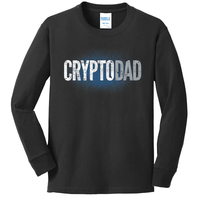 Crypto Dad Bitcoin Cryptocurrency Father Kids Long Sleeve Shirt