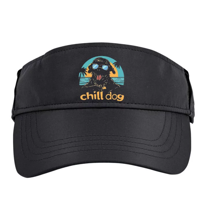 Chill Dog Beach Retro Tropical Summer Surfing Adult Drive Performance Visor