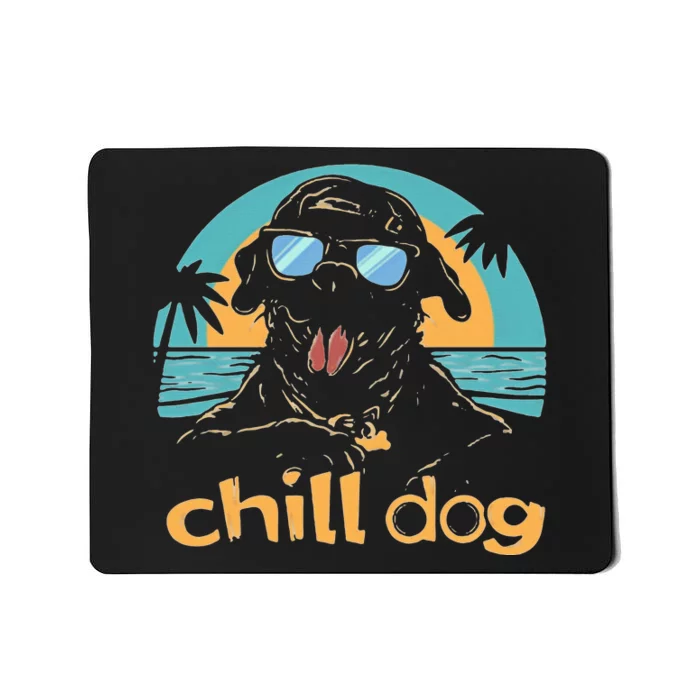 Chill Dog Beach Retro Tropical Summer Surfing Mousepad