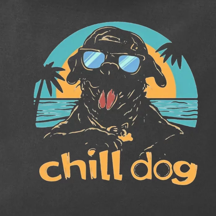 Chill Dog Beach Retro Tropical Summer Surfing Zip Tote Bag