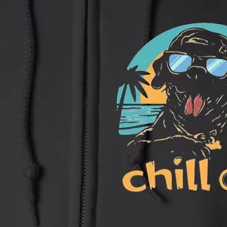 Chill Dog Beach Retro Tropical Summer Surfing Full Zip Hoodie