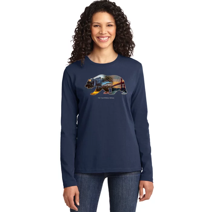 California Dream Bear Ladies Long Sleeve Shirt