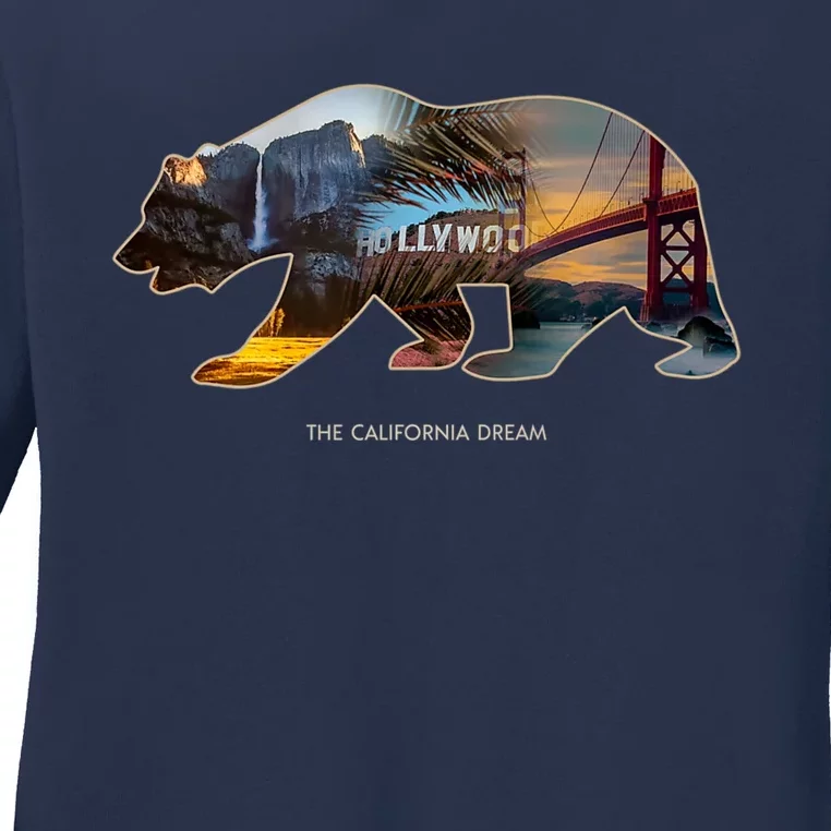 California Dream Bear Ladies Long Sleeve Shirt