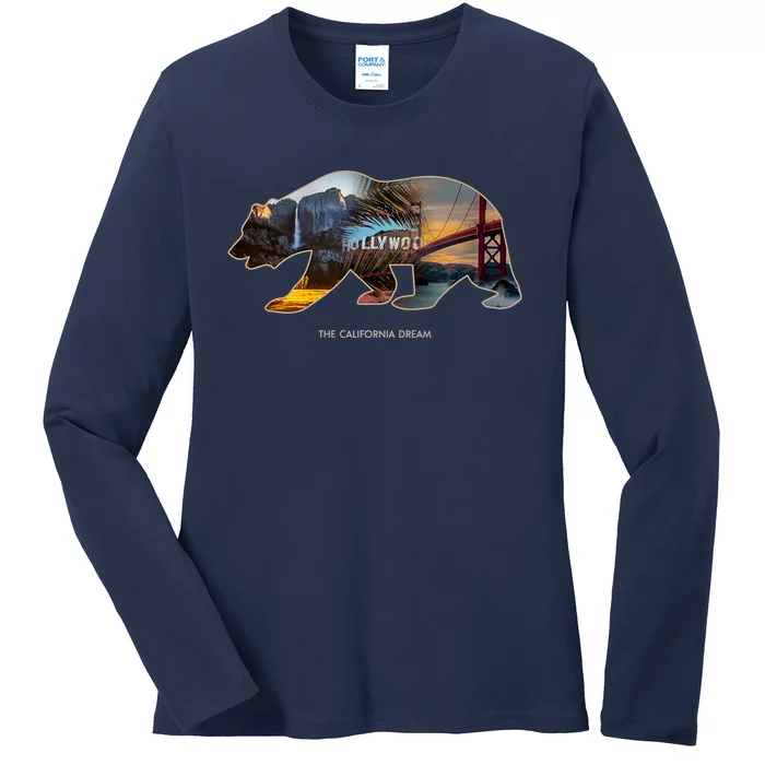 California Dream Bear Ladies Long Sleeve Shirt