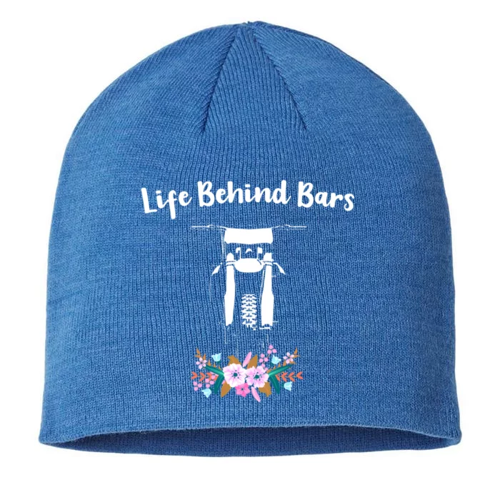 Cute Dirt Bike Floral Life Behind Bars Motocross Gift 8 1/2in Sustainable Knit Beanie