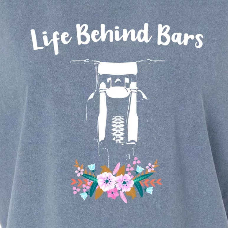 Cute Dirt Bike Floral Life Behind Bars Motocross Gift Garment-Dyed Women's Muscle Tee