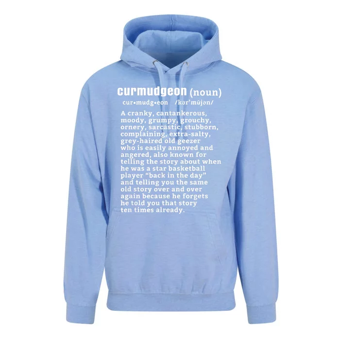 CURMUDGEON Definition Basketball Version Funny Senior Citizens Unisex Surf Hoodie