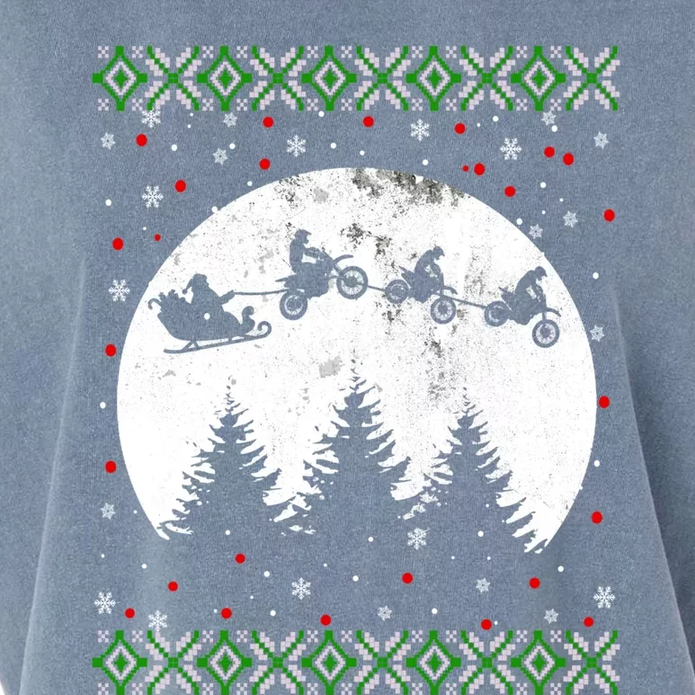 Christmas Dirt Bike Santa Riding Dirt Bike Sleigh Xmas Biker Garment-Dyed Women's Muscle Tee