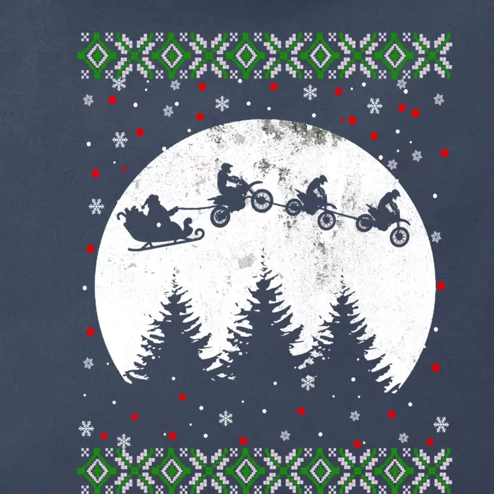 Christmas Dirt Bike Santa Riding Dirt Bike Sleigh Xmas Biker Zip Tote Bag