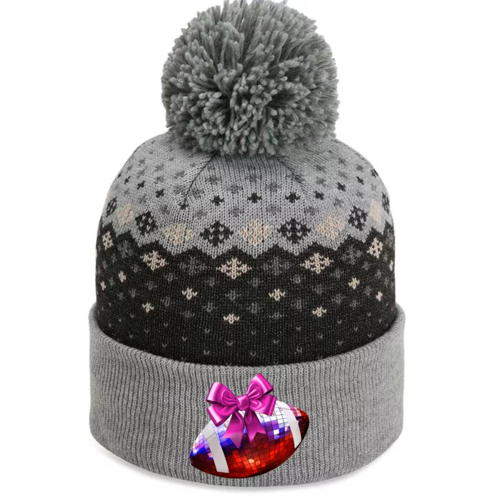 Cute Disco Ball Football Coquette Ribbon Style The Baniff Cuffed Pom Beanie