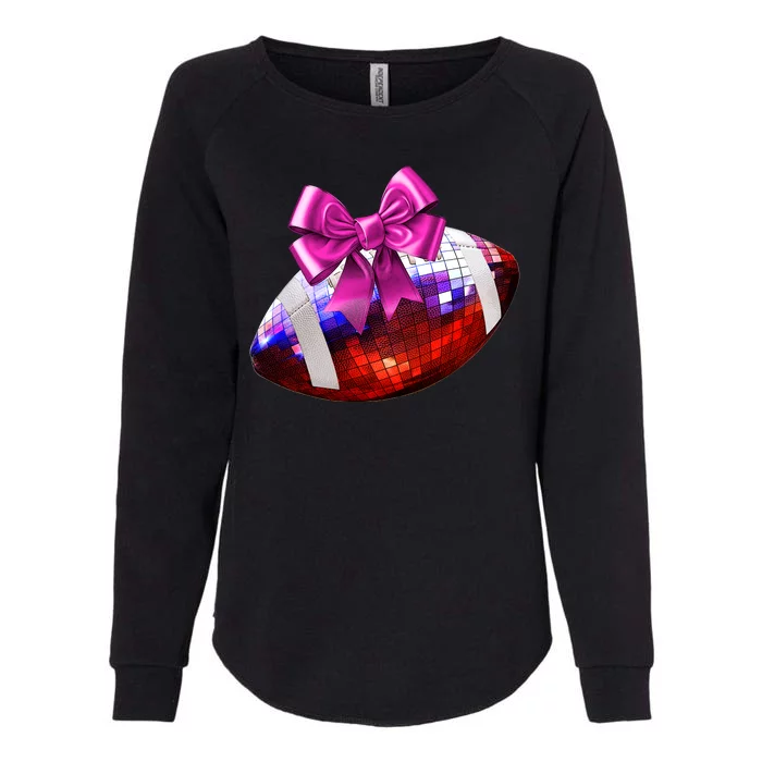 Cute Disco Ball Football Coquette Ribbon Style Womens California Wash Sweatshirt