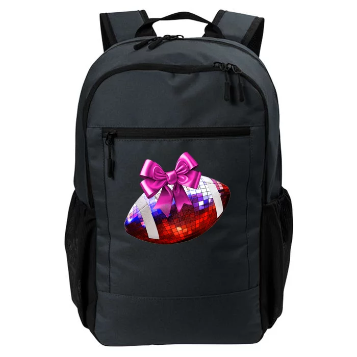 Cute Disco Ball Football Coquette Ribbon Style Daily Commute Backpack