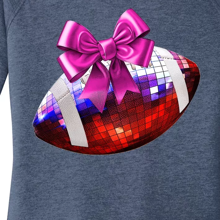 Cute Disco Ball Football Coquette Ribbon Style Women's Perfect Tri Tunic Long Sleeve Shirt