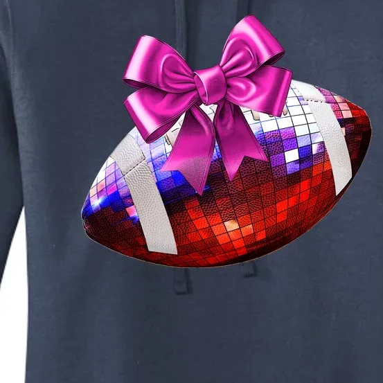 Cute Disco Ball Football Coquette Ribbon Style Women's Pullover Hoodie