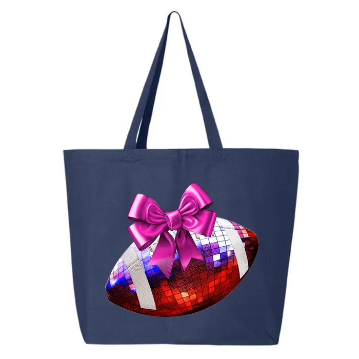 Cute Disco Ball Football Coquette Ribbon Style 25L Jumbo Tote