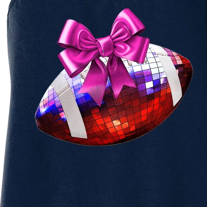 Cute Disco Ball Football Coquette Ribbon Style Women's Racerback Tank