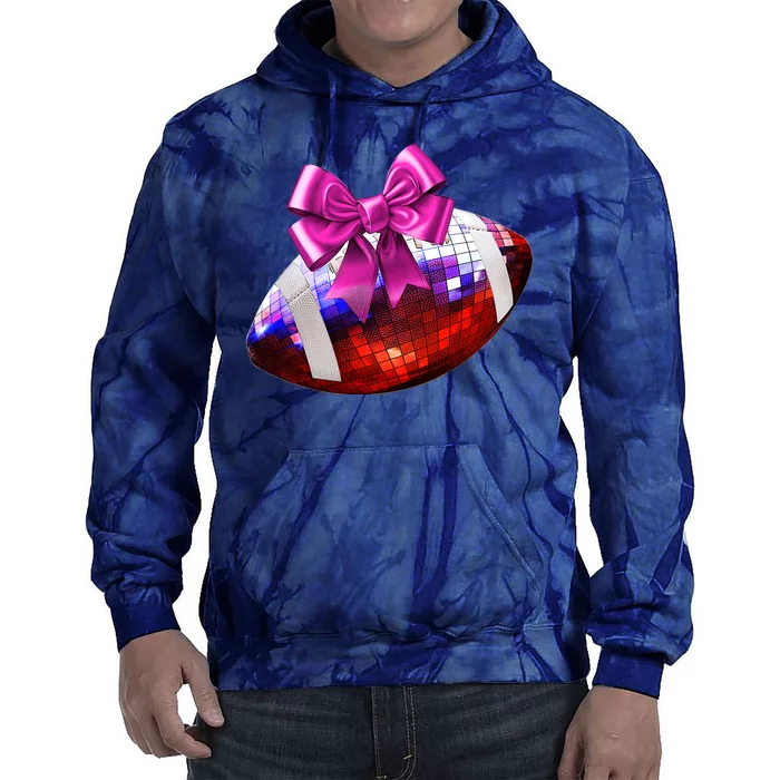 Cute Disco Ball Football Coquette Ribbon Style Tie Dye Hoodie