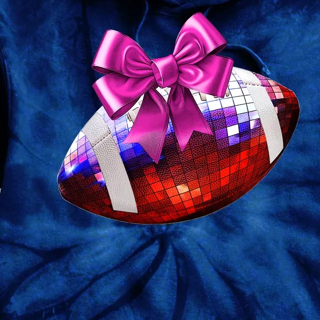 Cute Disco Ball Football Coquette Ribbon Style Tie Dye Hoodie