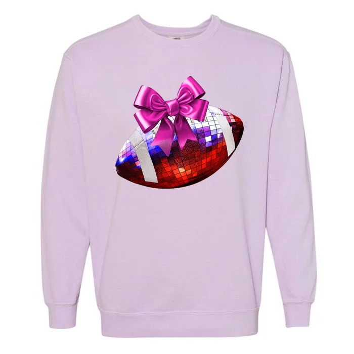 Cute Disco Ball Football Coquette Ribbon Style Garment-Dyed Sweatshirt