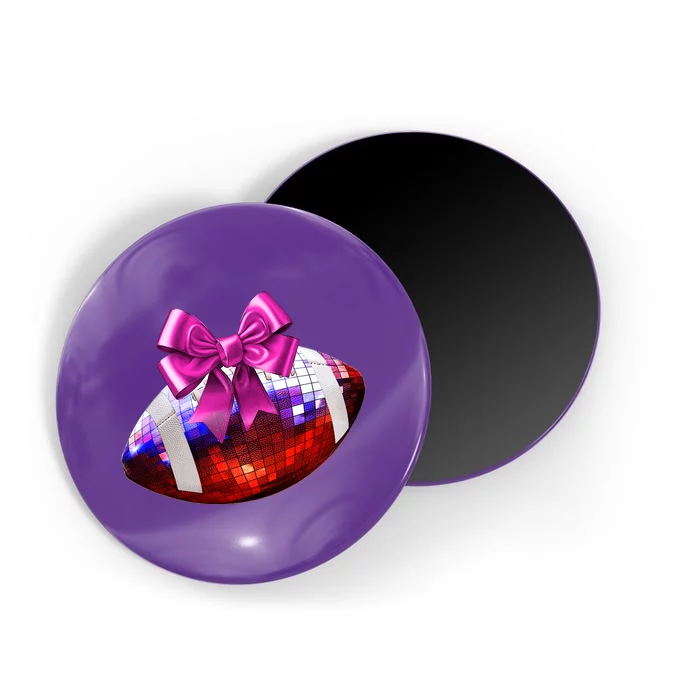 Cute Disco Ball Football Coquette Ribbon Style Magnet