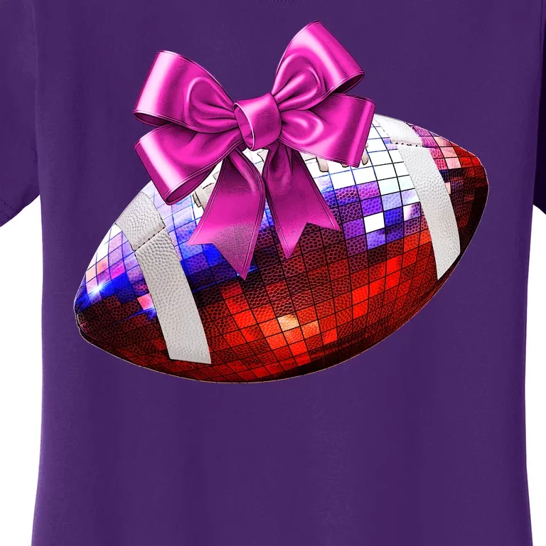 Cute Disco Ball Football Coquette Ribbon Style Women's T-Shirt