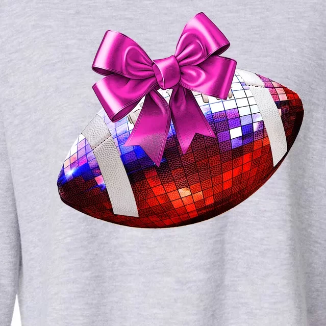 Cute Disco Ball Football Coquette Ribbon Style Cropped Pullover Crew