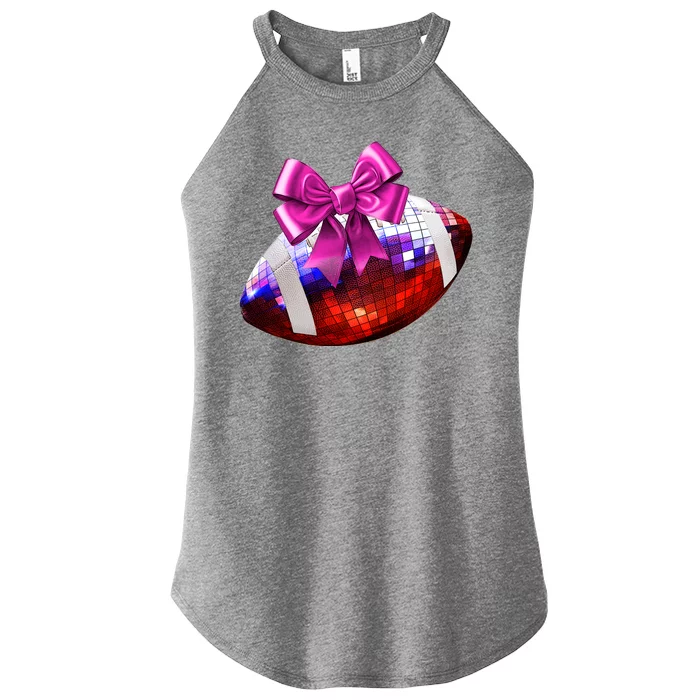 Cute Disco Ball Football Coquette Ribbon Style Women’s Perfect Tri Rocker Tank