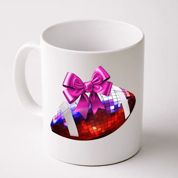 Cute Disco Ball Football Coquette Ribbon Style Front & Back Coffee Mug