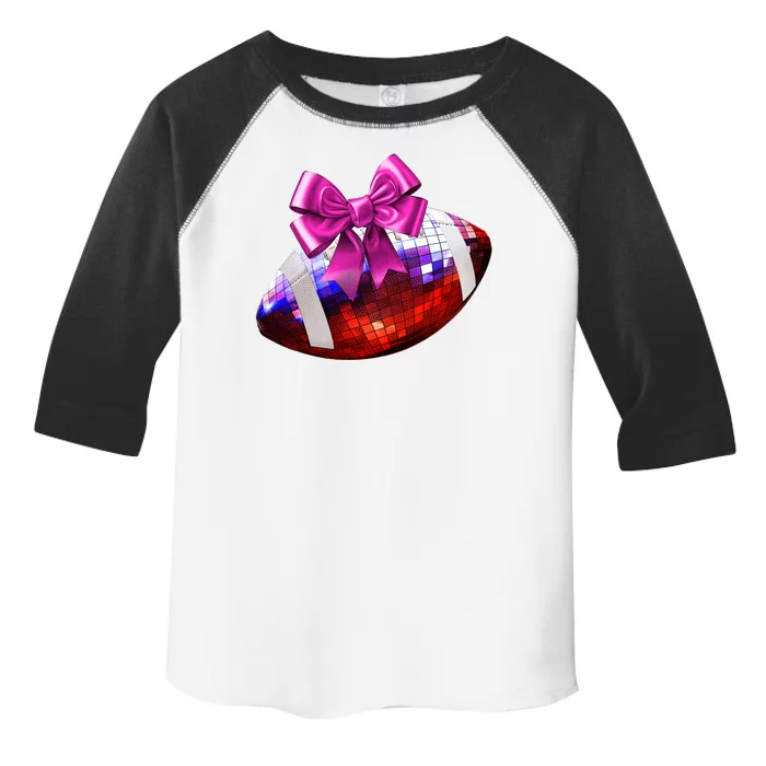 Cute Disco Ball Football Coquette Ribbon Style Toddler Fine Jersey T-Shirt