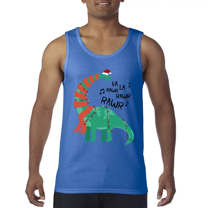 Christmas Dinosaur Brontosaurus Singing Fa Ra Rawr Xmas Gift Tank Top