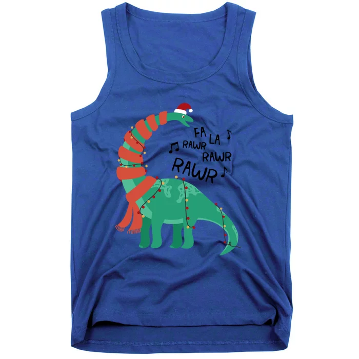 Christmas Dinosaur Brontosaurus Singing Fa Ra Rawr Xmas Gift Tank Top