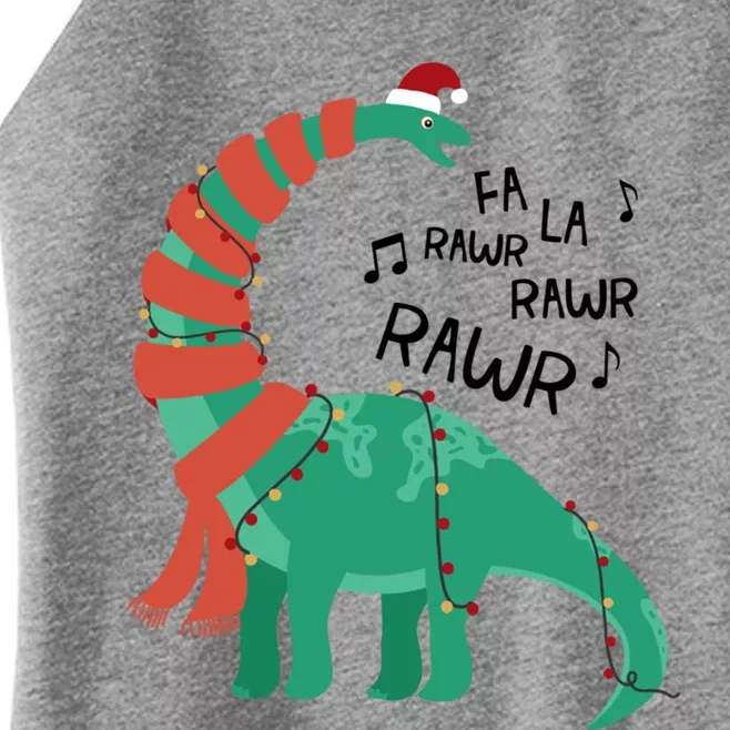 Christmas Dinosaur Brontosaurus Singing Fa Ra Rawr Xmas Gift Women’s Perfect Tri Rocker Tank