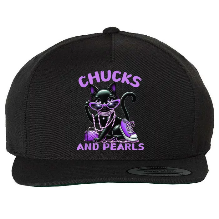 Cute Design Beautiful Black Cat Chucks And Pearls Fashion Wool Snapback Cap