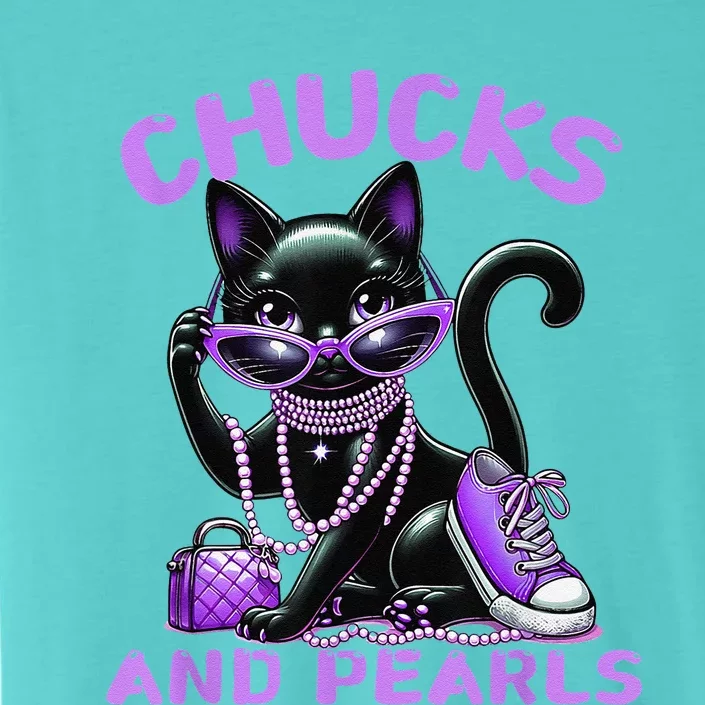 Cute Design Beautiful Black Cat Chucks And Pearls Fashion ChromaSoft Performance T-Shirt