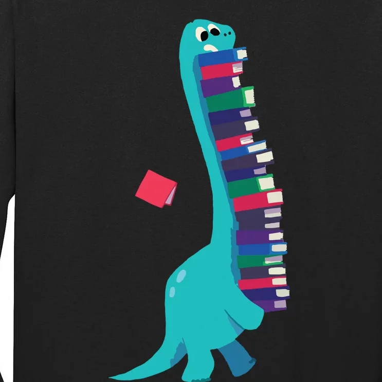 Cute Dinosaur Book Reading Tall Long Sleeve T-Shirt