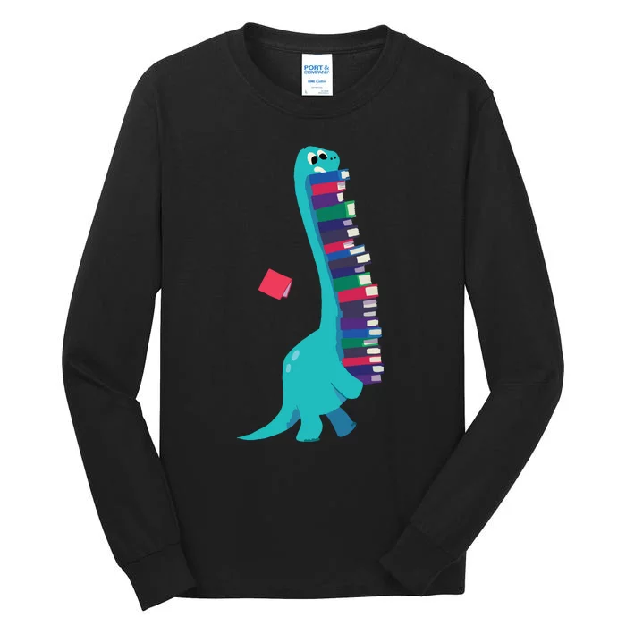 Cute Dinosaur Book Reading Tall Long Sleeve T-Shirt