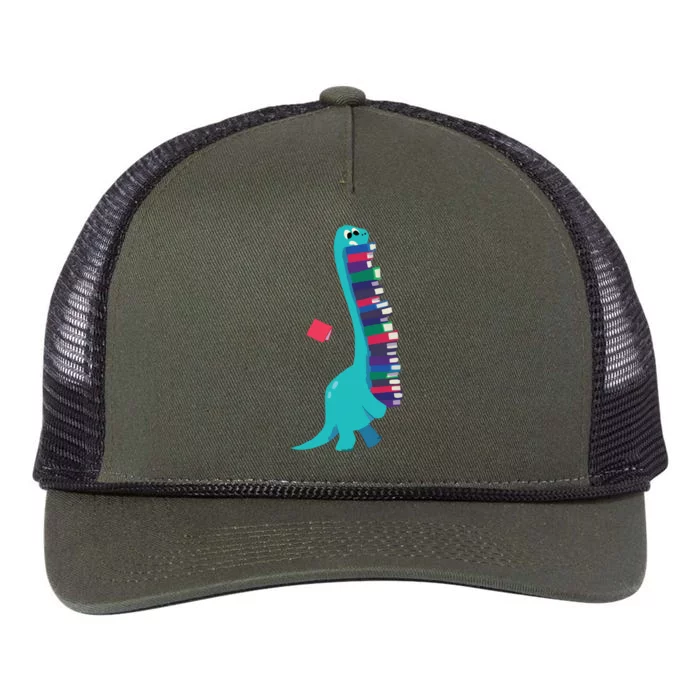 Cute Dinosaur Book Reading Retro Rope Trucker Hat Cap