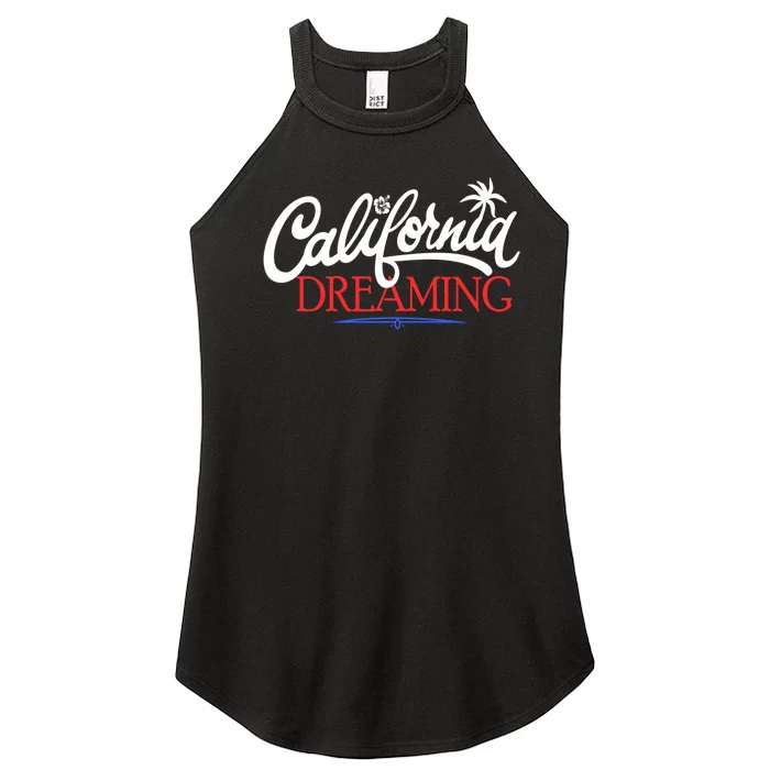 California Dreaming Beaches Surf Vacation Women’s Perfect Tri Rocker Tank